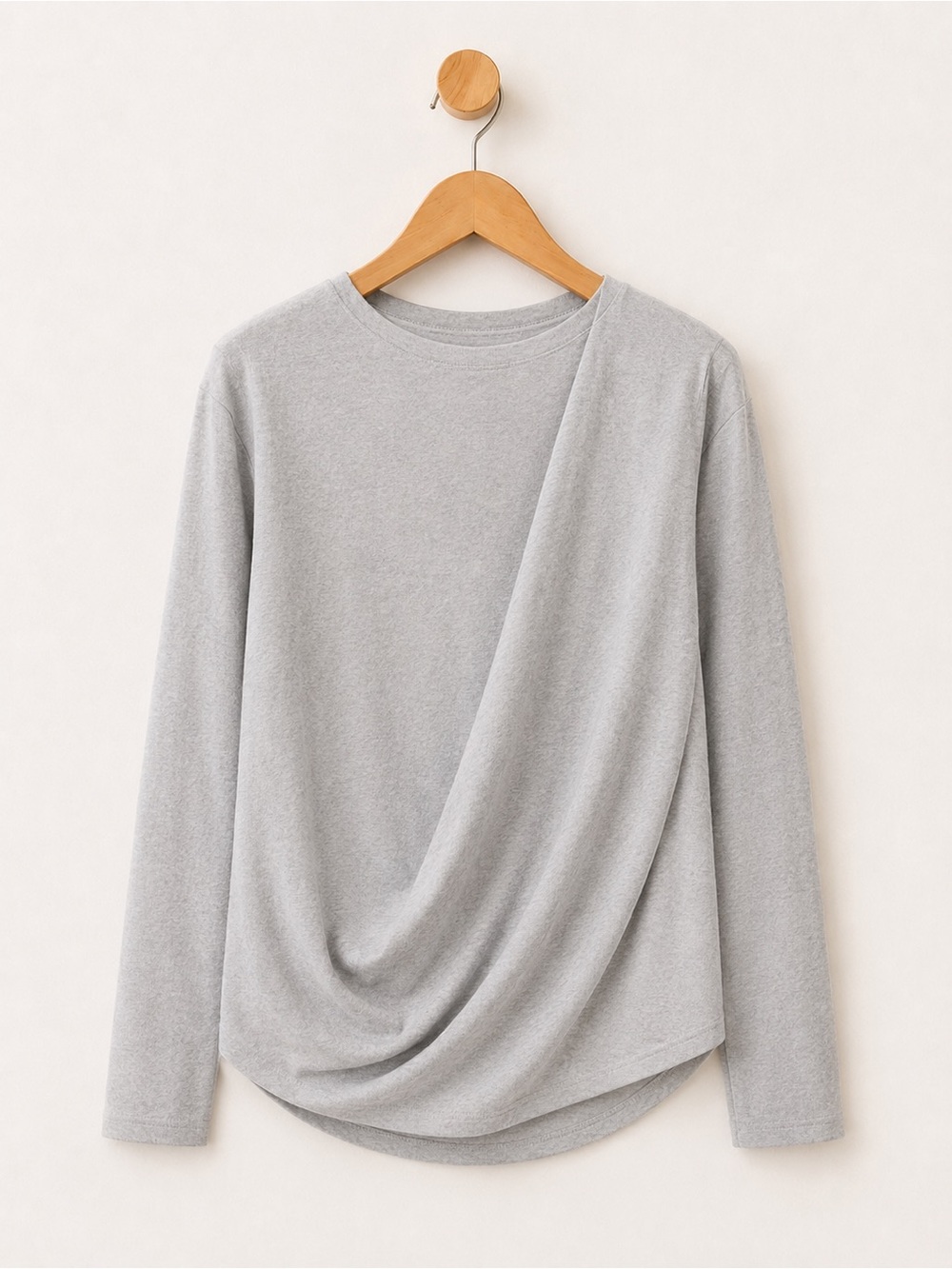 COS Relaxed Draped Crewneck Sweater in Light Gray